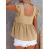 imageLYANER Womens Summer Peplum Blouse Square Neck Ruffle Strap Sleeveless and Backless with Button Babydoll Tank TopBeige