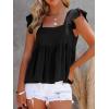 imageLYANER Womens Summer Peplum Blouse Square Neck Ruffle Strap Sleeveless and Backless with Button Babydoll Tank TopBlack