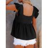 imageLYANER Womens Summer Peplum Blouse Square Neck Ruffle Strap Sleeveless and Backless with Button Babydoll Tank TopBlack