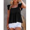 imageLYANER Womens Summer Peplum Blouse Square Neck Ruffle Strap Sleeveless and Backless with Button Babydoll Tank TopBlack