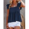 imageLYANER Womens Summer Peplum Blouse Square Neck Ruffle Strap Sleeveless and Backless with Button Babydoll Tank TopNavy Blue