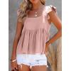 imageLYANER Womens Summer Peplum Blouse Square Neck Ruffle Strap Sleeveless and Backless with Button Babydoll Tank TopPink