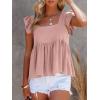imageLYANER Womens Summer Peplum Blouse Square Neck Ruffle Strap Sleeveless and Backless with Button Babydoll Tank TopPink