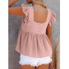 imageLYANER Womens Summer Peplum Blouse Square Neck Ruffle Strap Sleeveless and Backless with Button Babydoll Tank TopPink