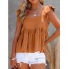 imageLYANER Womens Summer Peplum Blouse Square Neck Ruffle Strap Sleeveless and Backless with Button Babydoll Tank TopPumpkin Orange