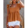 imageLYANER Womens Summer Peplum Blouse Square Neck Ruffle Strap Sleeveless and Backless with Button Babydoll Tank TopPumpkin Orange