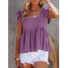 imageLYANER Womens Summer Peplum Blouse Square Neck Ruffle Strap Sleeveless and Backless with Button Babydoll Tank TopPurple