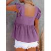 imageLYANER Womens Summer Peplum Blouse Square Neck Ruffle Strap Sleeveless and Backless with Button Babydoll Tank TopPurple