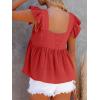 imageLYANER Womens Summer Peplum Blouse Square Neck Ruffle Strap Sleeveless and Backless with Button Babydoll Tank TopRed