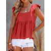 imageLYANER Womens Summer Peplum Blouse Square Neck Ruffle Strap Sleeveless and Backless with Button Babydoll Tank TopRed