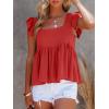 imageLYANER Womens Summer Peplum Blouse Square Neck Ruffle Strap Sleeveless and Backless with Button Babydoll Tank TopRed