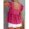 imageLYANER Womens Summer Peplum Blouse Square Neck Ruffle Strap Sleeveless and Backless with Button Babydoll Tank TopRose