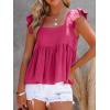 imageLYANER Womens Summer Peplum Blouse Square Neck Ruffle Strap Sleeveless and Backless with Button Babydoll Tank TopRose