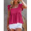 imageLYANER Womens Summer Peplum Blouse Square Neck Ruffle Strap Sleeveless and Backless with Button Babydoll Tank TopRose