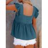 imageLYANER Womens Summer Peplum Blouse Square Neck Ruffle Strap Sleeveless and Backless with Button Babydoll Tank TopTeal Blue