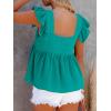 imageLYANER Womens Summer Peplum Blouse Square Neck Ruffle Strap Sleeveless and Backless with Button Babydoll Tank TopTurquoise