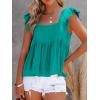 imageLYANER Womens Summer Peplum Blouse Square Neck Ruffle Strap Sleeveless and Backless with Button Babydoll Tank TopTurquoise