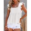 imageLYANER Womens Summer Peplum Blouse Square Neck Ruffle Strap Sleeveless and Backless with Button Babydoll Tank TopWhite