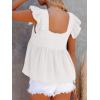 imageLYANER Womens Summer Peplum Blouse Square Neck Ruffle Strap Sleeveless and Backless with Button Babydoll Tank TopWhite