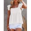 imageLYANER Womens Summer Peplum Blouse Square Neck Ruffle Strap Sleeveless and Backless with Button Babydoll Tank TopWhite