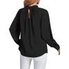 imageLYANER Womens Twist Hollow Out Front Mock Neck Keyhole Back Long Sleeve Office Blouse Shirt TopBlack