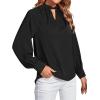 imageLYANER Womens Twist Hollow Out Front Mock Neck Keyhole Back Long Sleeve Office Blouse Shirt TopBlack