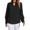 imageLYANER Womens Twist Hollow Out Front Mock Neck Keyhole Back Long Sleeve Office Blouse Shirt TopBlack