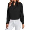 imageLYANER Womens Twist Hollow Out Front Mock Neck Keyhole Back Long Sleeve Office Blouse Shirt TopBlack