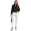 imageLYANER Womens Twist Hollow Out Front Mock Neck Keyhole Back Long Sleeve Office Blouse Shirt TopBlack