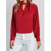 imageLYANER Womens Twist Hollow Out Front Mock Neck Keyhole Back Long Sleeve Office Blouse Shirt TopBurgundy