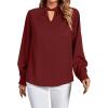 imageLYANER Womens Twist Hollow Out Front Mock Neck Keyhole Back Long Sleeve Office Blouse Shirt TopBurgundy