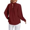 imageLYANER Womens Twist Hollow Out Front Mock Neck Keyhole Back Long Sleeve Office Blouse Shirt TopBurgundy