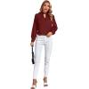 imageLYANER Womens Twist Hollow Out Front Mock Neck Keyhole Back Long Sleeve Office Blouse Shirt TopBurgundy