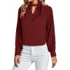 imageLYANER Womens Twist Hollow Out Front Mock Neck Keyhole Back Long Sleeve Office Blouse Shirt TopBurgundy