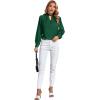 imageLYANER Womens Twist Hollow Out Front Mock Neck Keyhole Back Long Sleeve Office Blouse Shirt TopGreen