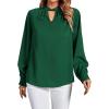 imageLYANER Womens Twist Hollow Out Front Mock Neck Keyhole Back Long Sleeve Office Blouse Shirt TopGreen