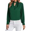 imageLYANER Womens Twist Hollow Out Front Mock Neck Keyhole Back Long Sleeve Office Blouse Shirt TopGreen