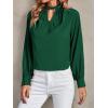 imageLYANER Womens Twist Hollow Out Front Mock Neck Keyhole Back Long Sleeve Office Blouse Shirt TopGreen