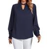 imageLYANER Womens Twist Hollow Out Front Mock Neck Keyhole Back Long Sleeve Office Blouse Shirt TopNavy Blue