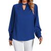 imageLYANER Womens Twist Hollow Out Front Mock Neck Keyhole Back Long Sleeve Office Blouse Shirt TopRoyal Blue