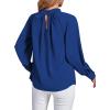 imageLYANER Womens Twist Hollow Out Front Mock Neck Keyhole Back Long Sleeve Office Blouse Shirt TopRoyal Blue