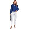 imageLYANER Womens Twist Hollow Out Front Mock Neck Keyhole Back Long Sleeve Office Blouse Shirt TopRoyal Blue