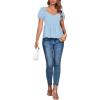 imageLYANER Womens V Neck Ruffle Hem Shirred Back Puff Short Sleeve Peplum Top BlouseDusty Blue