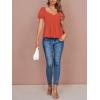 imageLYANER Womens V Neck Ruffle Hem Shirred Back Puff Short Sleeve Peplum Top BlouseRed