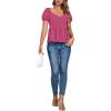 imageLYANER Womens V Neck Ruffle Hem Shirred Back Puff Short Sleeve Peplum Top BlouseRose