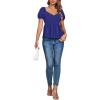 imageLYANER Womens V Neck Ruffle Hem Shirred Back Puff Short Sleeve Peplum Top BlouseRoyal Blue