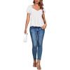 imageLYANER Womens V Neck Ruffle Hem Shirred Back Puff Short Sleeve Peplum Top BlouseWhite