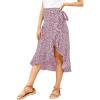 imageLYANER Womens Boho Floral Print Wrap Front Self Tie Knot Ruffle Hem Split Midi SkirtPink