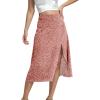 imageLYANER Womens Casual Boho Printed High Waist Side Split Hem Zipper Midi SkirtDarkpink