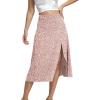 imageLYANER Womens Casual Boho Printed High Waist Side Split Hem Zipper Midi SkirtFloral Pink